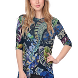 Modest Handkerchief Tunic Top - 3/4 Sleeve Comfort Flow Design