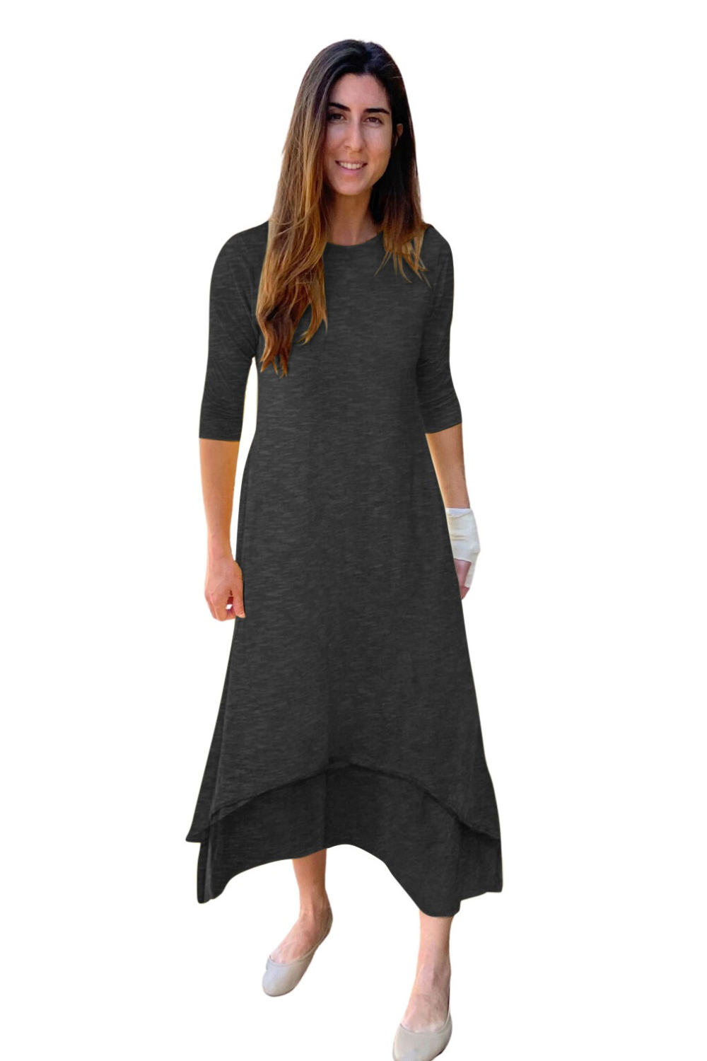 Flowing Double Layer Lightweight Cotton Maxi Dress with Pockets