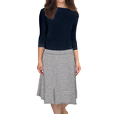 Classic A-Line Knee Length Cotton Stretch Skirt - Modest Everyday Comfort