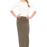 Classic Fitted  Maxi Pencil Skirt - Cotton Blend with Stretch Comfort and No Slits