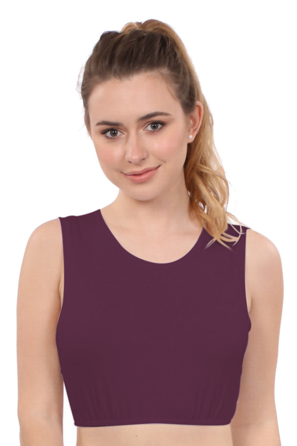 Cropped Layering Tank with Full Shoulder Coverage and Jewel Neckline