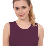 Cropped Layering Tank with Full Shoulder Coverage and Jewel Neckline