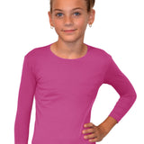 Girls' High-Neck Modest 3/4 Sleeve Swim Shirt with UV50 Protection