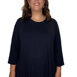 Modest Handkerchief Tunic Top - 3/4 Sleeve Comfort Flow Design