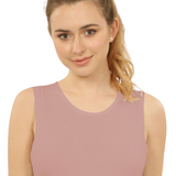 Cropped Layering Tank with Full Shoulder Coverage and Jewel Neckline