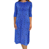 Mid-Calf 3/4 Sleeve Swing Dress with Pockets