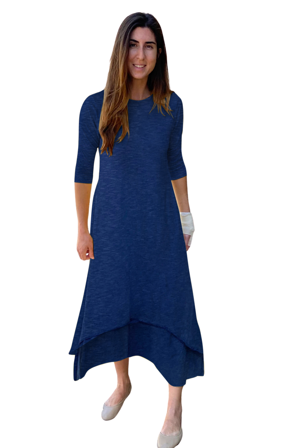 Flowing Double Layer Lightweight Cotton Maxi Dress with Pockets