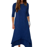 Two-Layered Long A-line Cotton Dress with Pockets