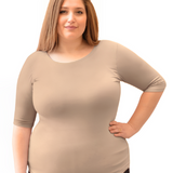 Fitted Layering Shell - Modest Round Neck with Elbow Sleeves