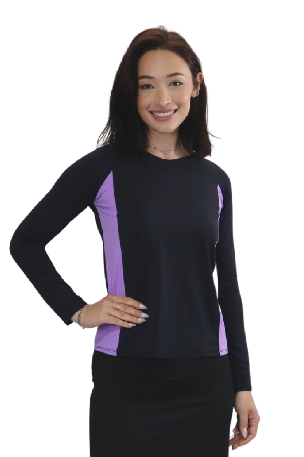 Women's Ultra-Light Sun Protection Swim Top | Long Sleeve Color Block Design