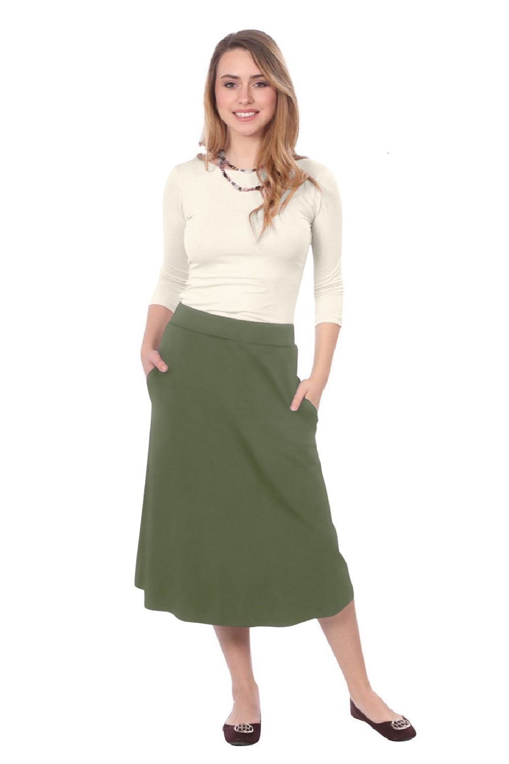 The Perfect A-Line Midi Skirt with Pockets