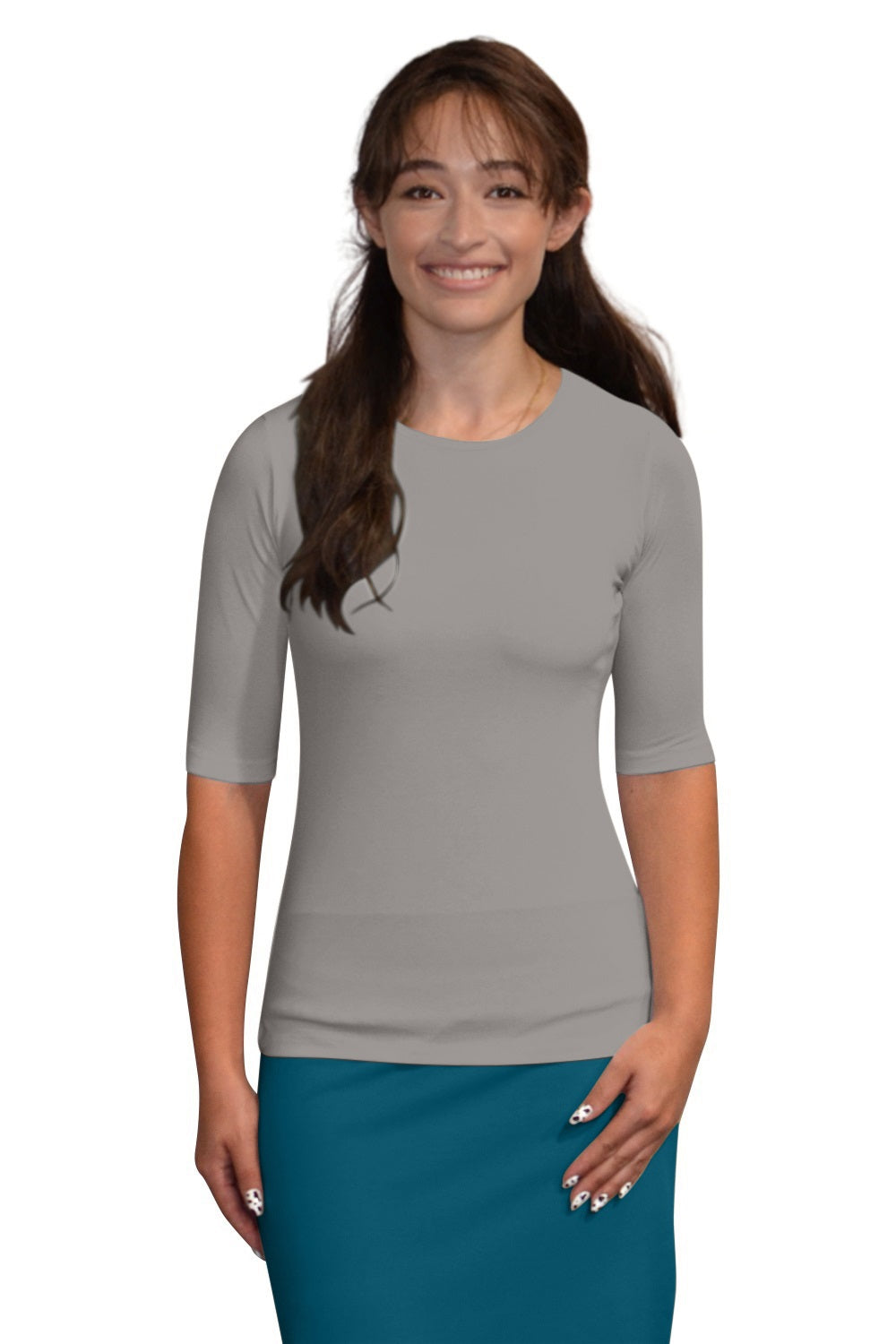 Fitted Layering Shell - Modest Round Neck with Elbow Sleeves