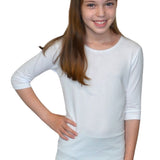 Girls' Basic Modest Crew Neck Shell Top - 3/4 Sleeve Layering Kids(Ages 5-12)