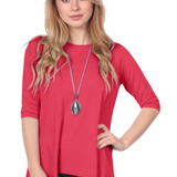 Modest Handkerchief Tunic Top - 3/4 Sleeve Comfort Flow Design