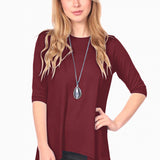 Modest Handkerchief Tunic Top - 3/4 Sleeve Comfort Flow Design