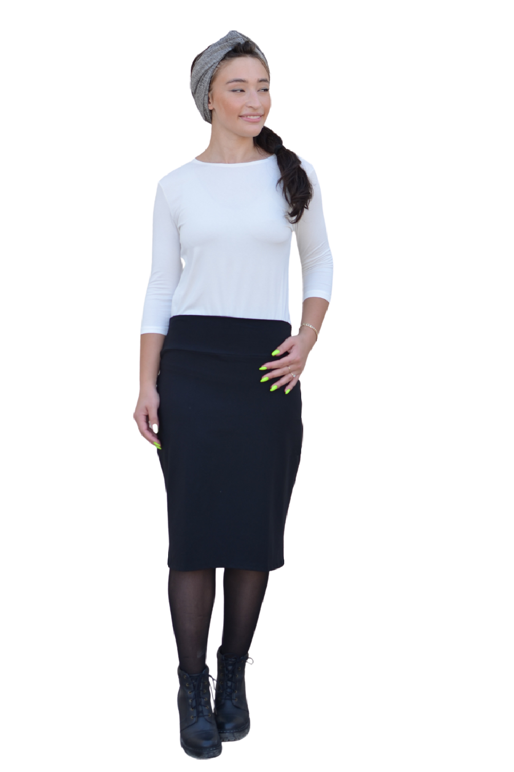 Longer 26" Cotton Spandex Pencil Skirt - Classic Modest Fit