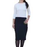 Longer 26" Cotton Spandex Pencil Skirt - Classic Modest Fit