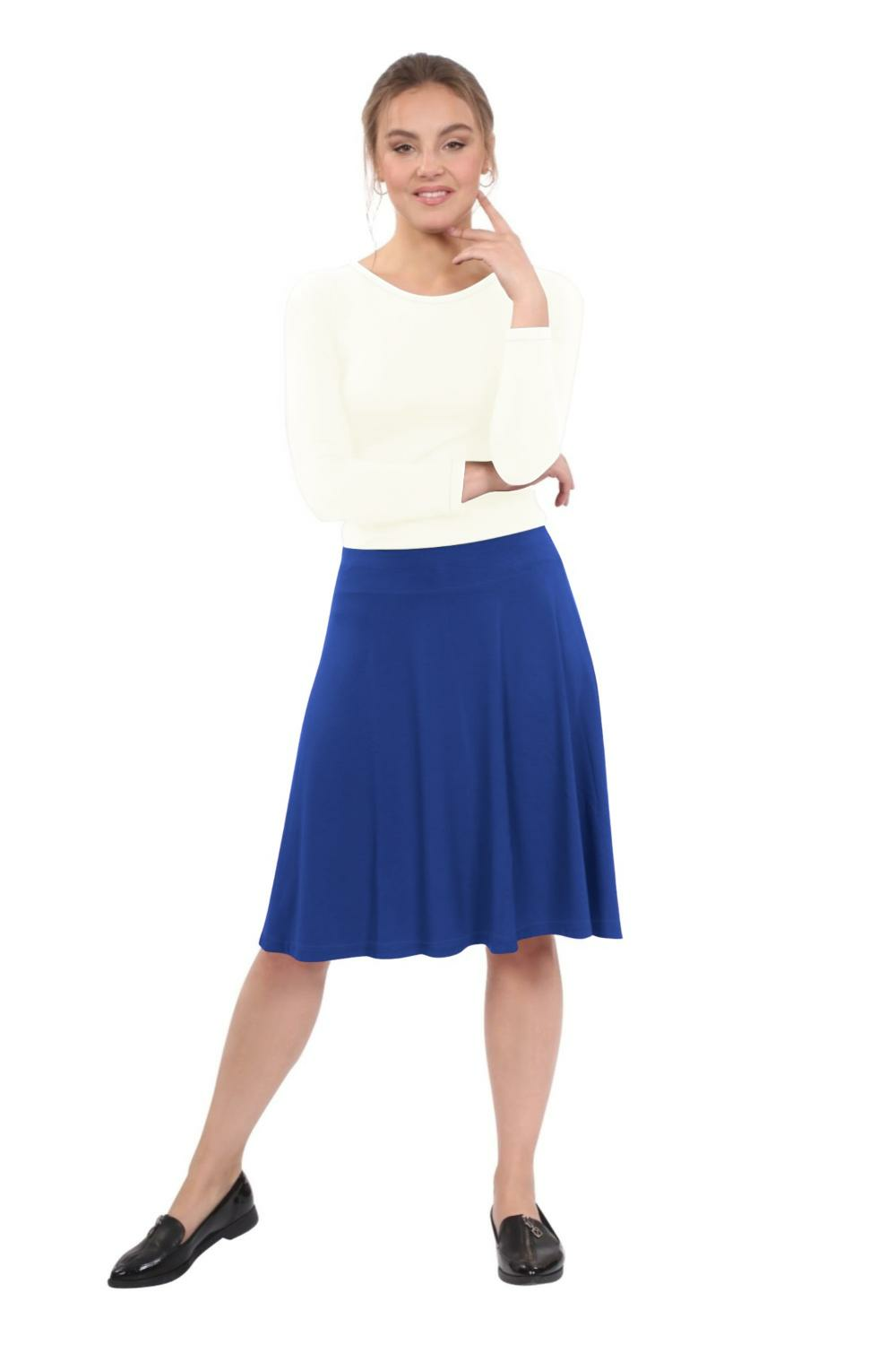 Knee Length Skater Skirt with Full A-line Cut for Women