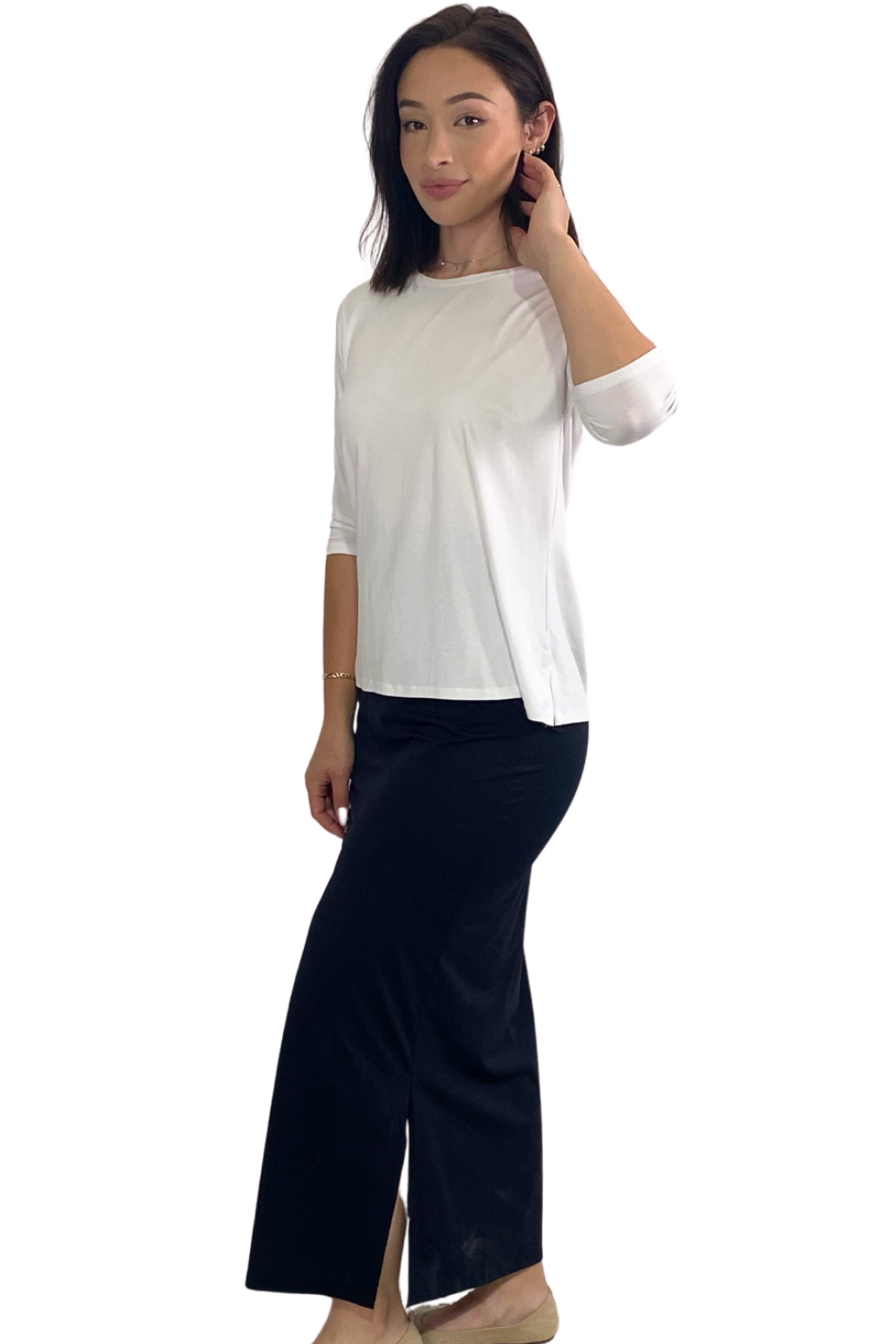 Long Super Stretchy Fitted Maxi Skirt with Side Slits