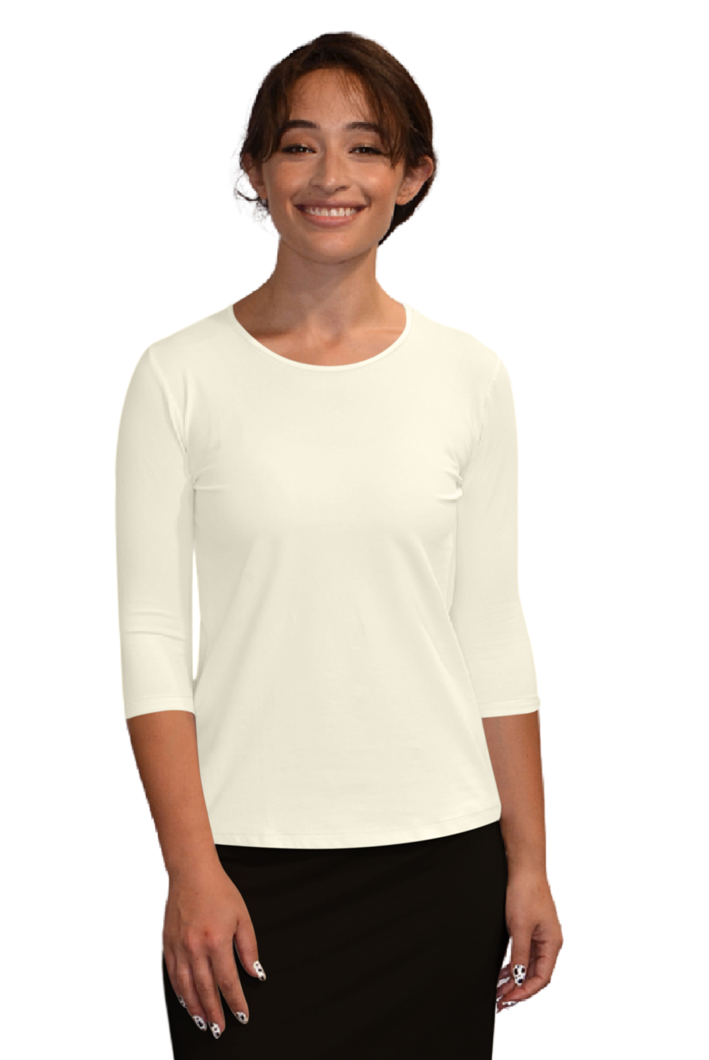 Essential 3/4 Sleeve Modest Crew Neckline Shell - Versatile Layering Undershirt Top