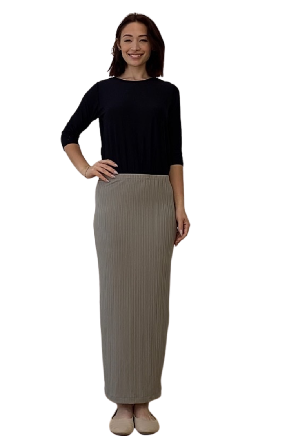 Chic Textured Ribbed Maxi Pencil Skirt - Stretch Comfort