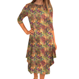 Long 3/4 Sleeve Draping Dress