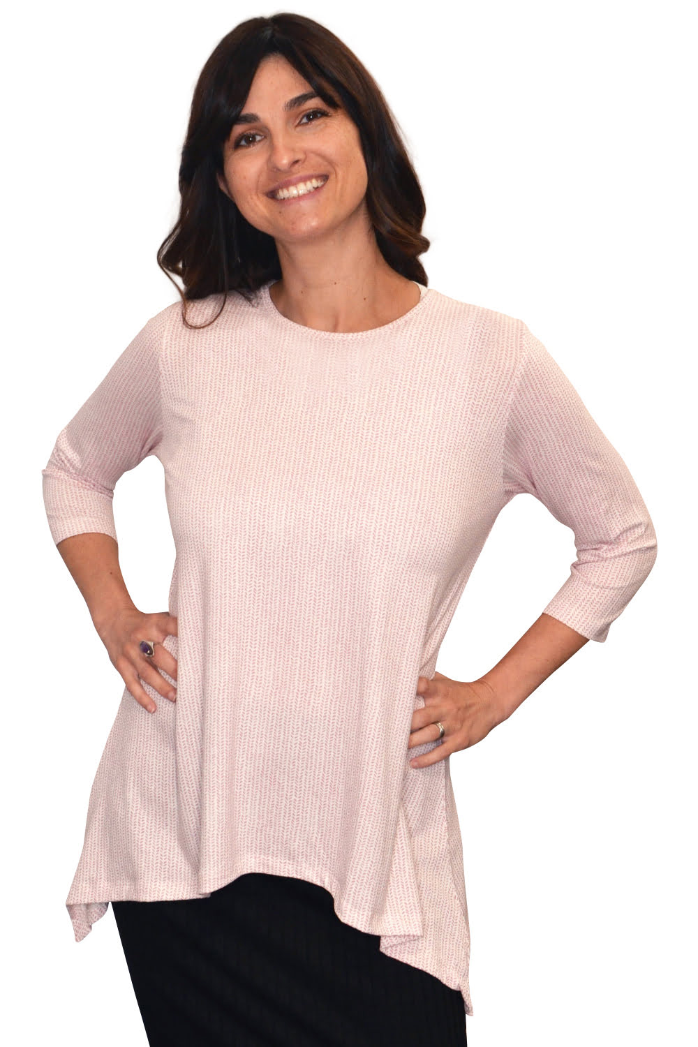 Modest Handkerchief Tunic Top - 3/4 Sleeve Comfort Flow Design