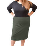 Classic Cotton Lycra Pencil Skirt - Below Knee Length