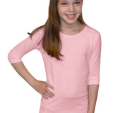 Girls' Basic Modest Crew Neck Shell Top - 3/4 Sleeve Layering Kids(Ages 5-12)