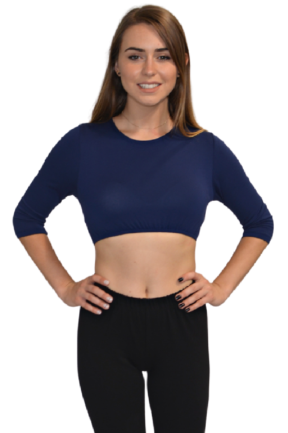 3/4 Sleeve Cropped Layering Shell in Viscose Spandex - Women's and Plus Sizes