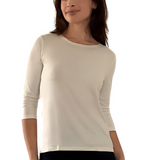 Modest 3/4 Sleeve Layering Shell with Below Collarbone Neckline