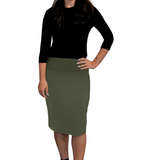 Stretch Knee Length Pencil Skirt for Women in Cotton Spandex