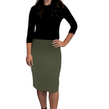 Women's Cotton Spandex Stretch Knee-Length Modest Pencil Skirt