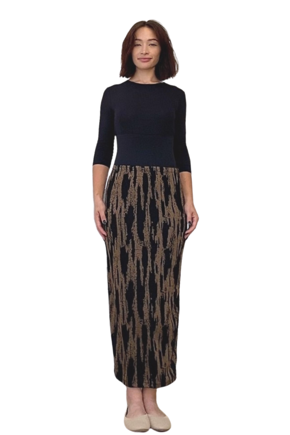 Long Printed Stretch Maxi Pencil Skirt