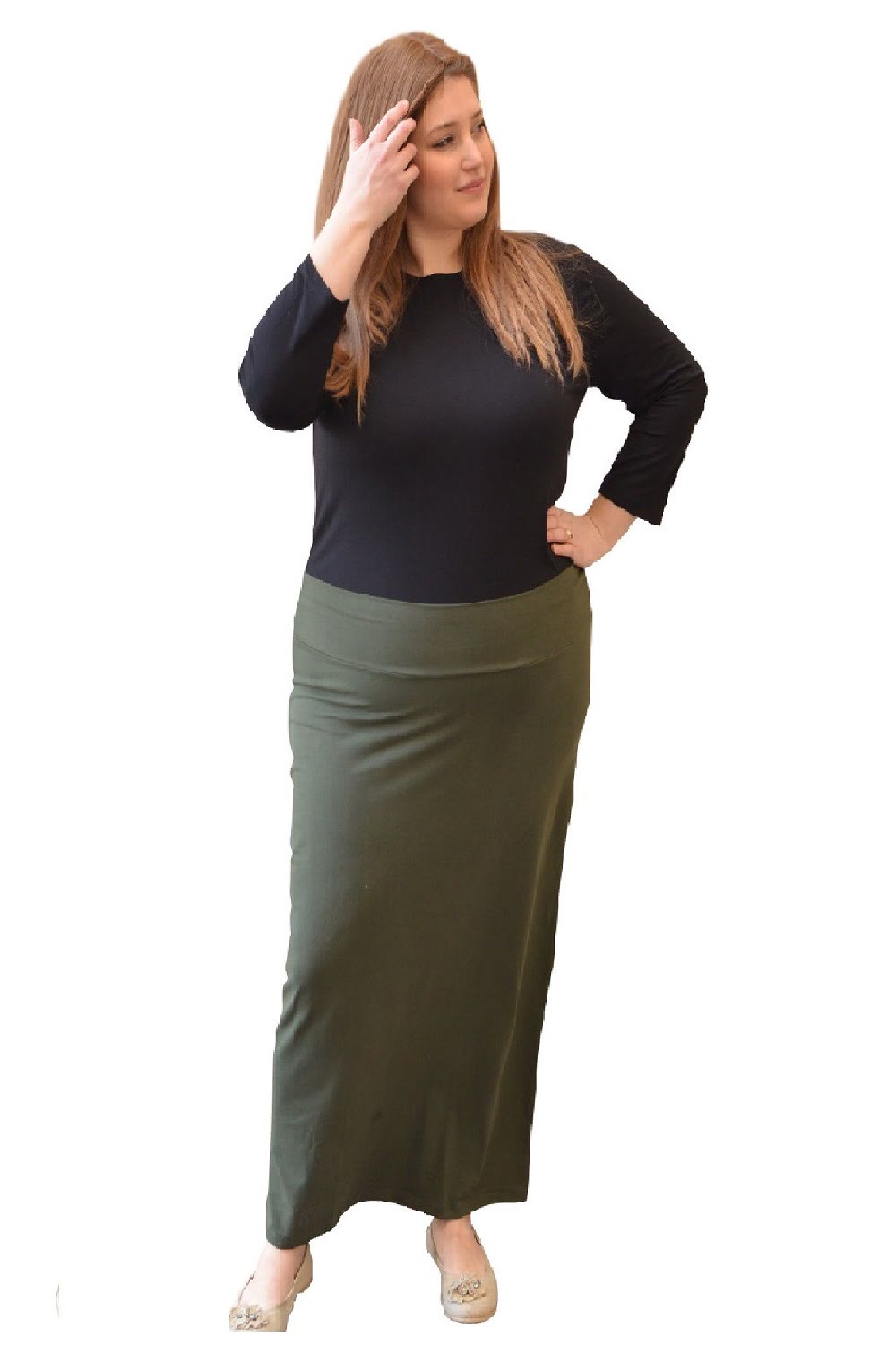 Classic Maxi Pencil Skirt - Cotton Blend with Stretch Comfort and No Slits