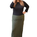 Classic Fitted  Maxi Pencil Skirt - Cotton Blend with Stretch Comfort and No Slits