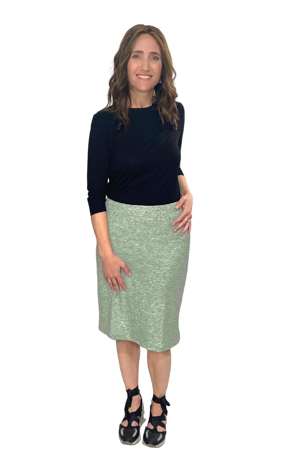 Super Soft Ribbed Knee Length Pencil Skirt