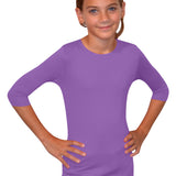 Girls' Basic Modest Crew Neck Shell Top - 3/4 Sleeve Layering Kids(Ages 5-12)