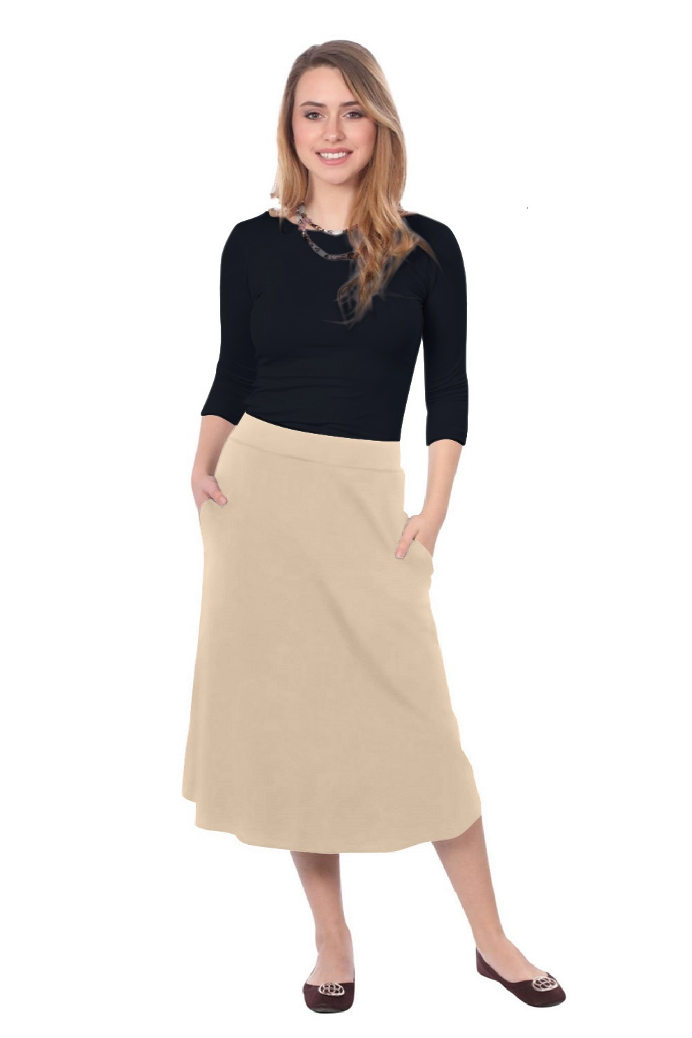 The Perfect A-Line Midi Skirt with Pockets