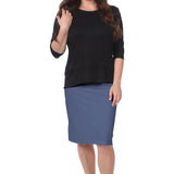 Stretch Knee Length Pencil Skirt for Women in Cotton Spandex