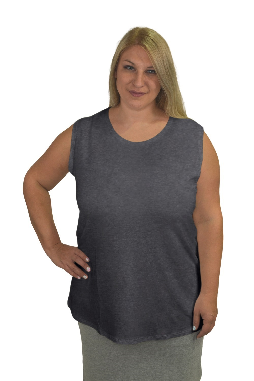 Plus Size Premium Sleeveless Layering Tank Top with Full Shoulder Plus Size Premium Sleeveless Layering Tank Top with Full Shoulder