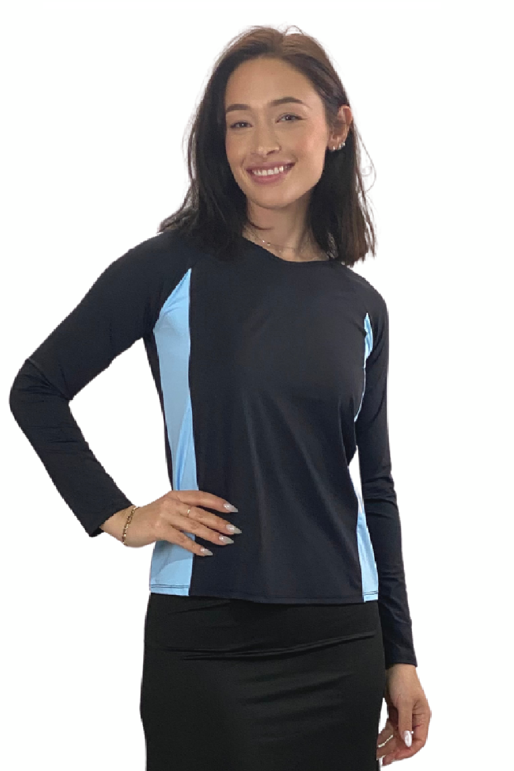 Women's Ultra-Light Sun Protection Swim Top | Long Sleeve Color Block Design