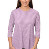 Women's 3/4 Sleeve Wide-Ribbed Handkerchief Tunic