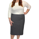 Stretch Knee Length Pencil Skirt for Women in Cotton Spandex Plus Size