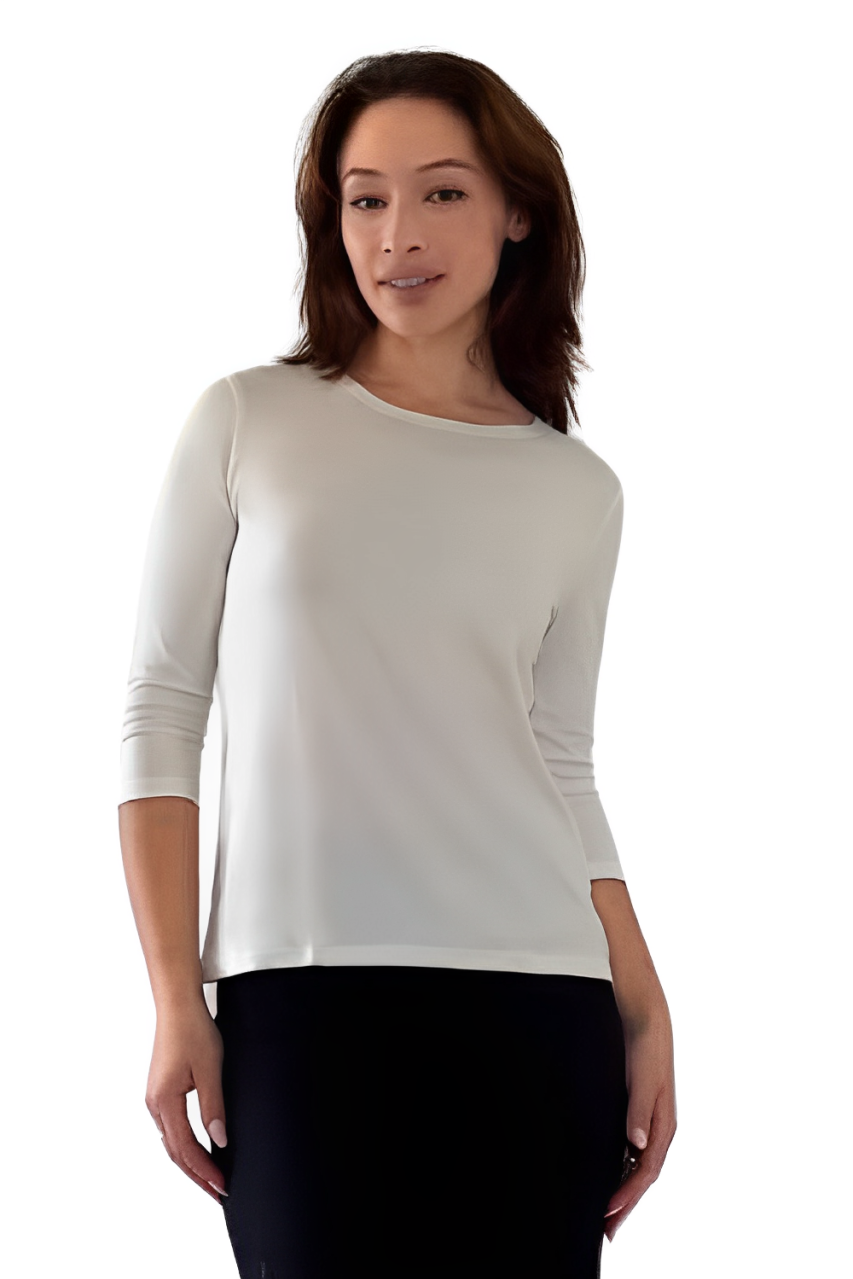 Modest 3/4 Sleeve Layering Shell with Below Collarbone Neckline