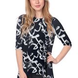 Modest Handkerchief Tunic Top - 3/4 Sleeve Comfort Flow Design