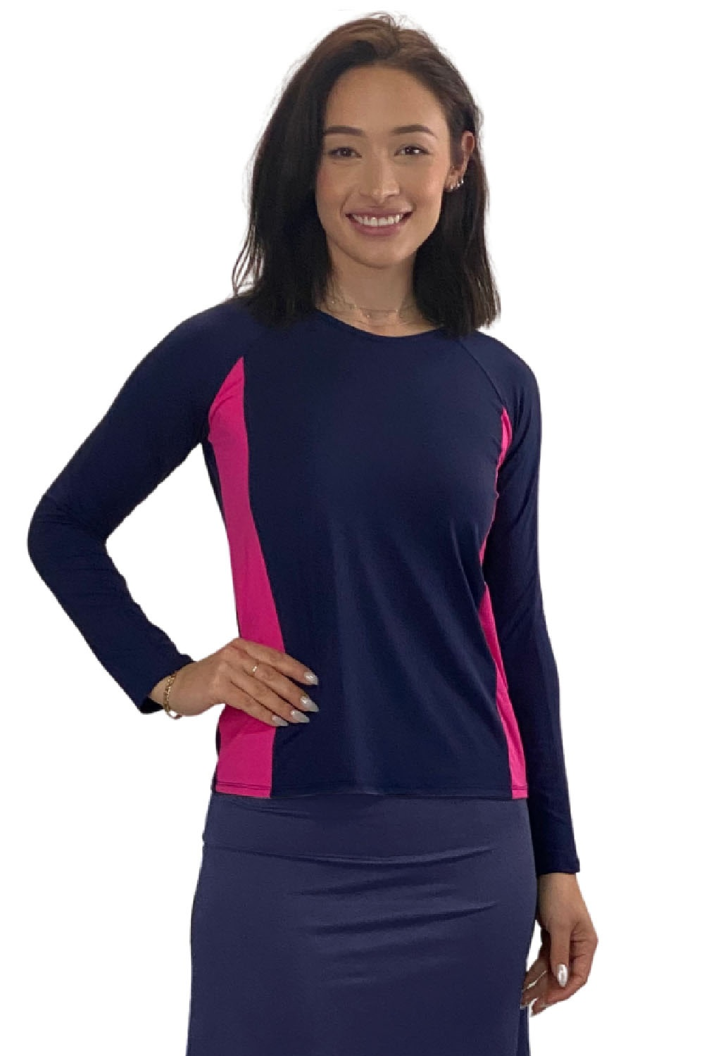 Women's Ultra-Light Sun Protection Swim Top | Long Sleeve Color Block Design