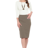 Modest Knee-Length Tapered Stretch Cotton Spandex Pencil Skirt