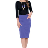 Modest Knee-Length Tapered Stretch Cotton Spandex Pencil Skirt