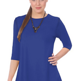 Modest Handkerchief Tunic Top - 3/4 Sleeve Comfort Flow Design